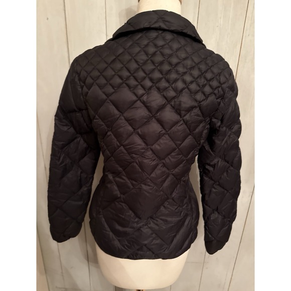 Michael Kors Down Fill Quilted Packable Black Full Gold Zip Puffer Coat Jacket S - Picture 6 of 12